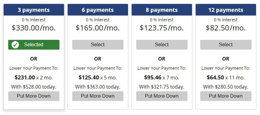 Selecting the Number of Payments for a Payment Plan Order
